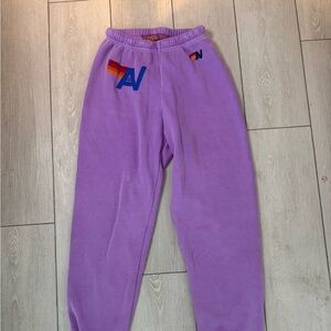 Aviator Nation Lavender Joggers with Rainbow Accent